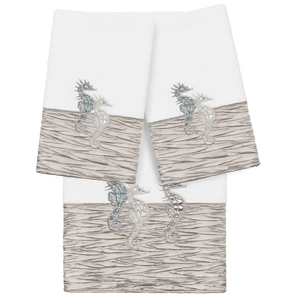 Authentic Hotel and Spa 100% Turkish Cotton Sofia 3PC Embellished Towel Set