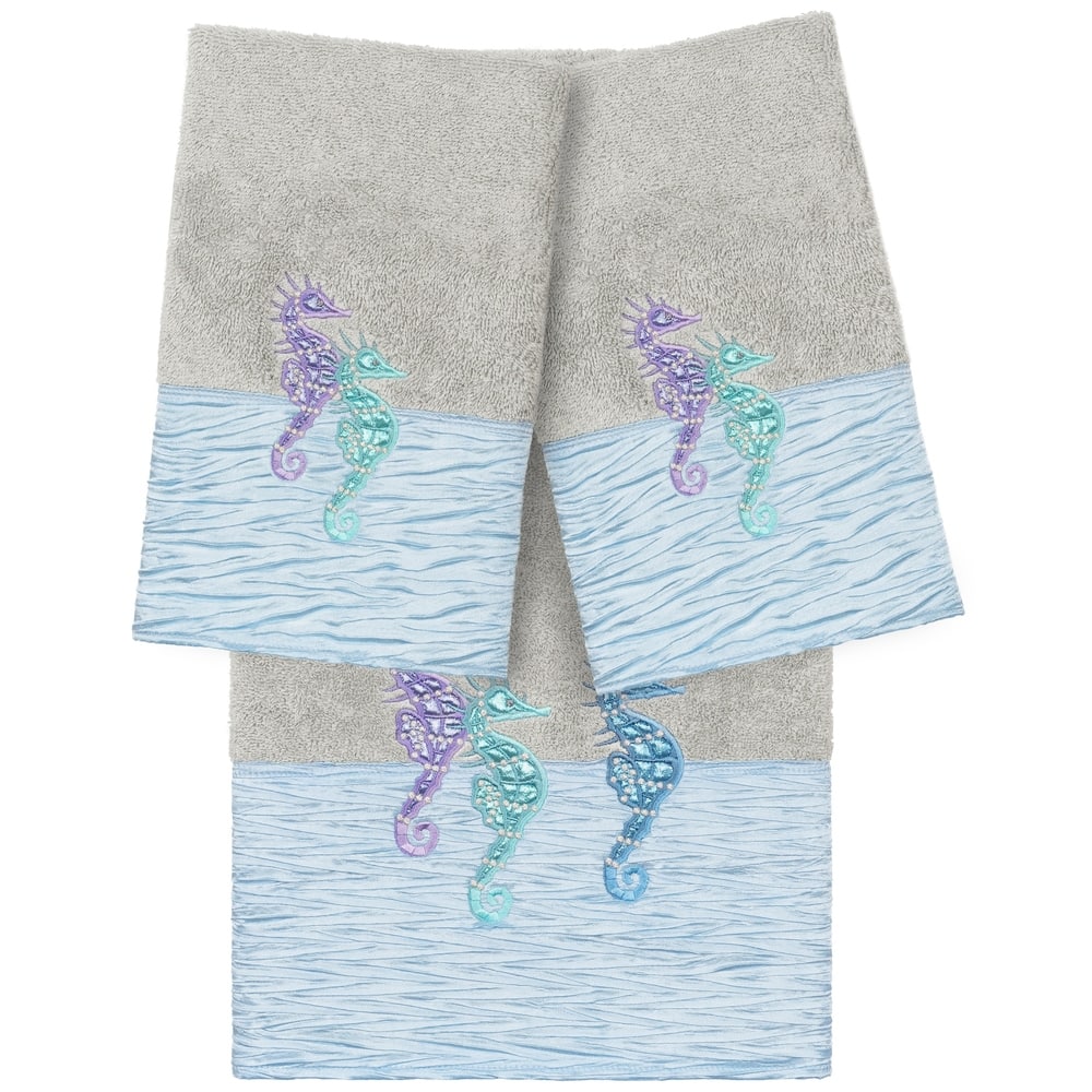 Authentic Hotel and Spa 100% Turkish Cotton Sofia 3PC Embellished Towel Set