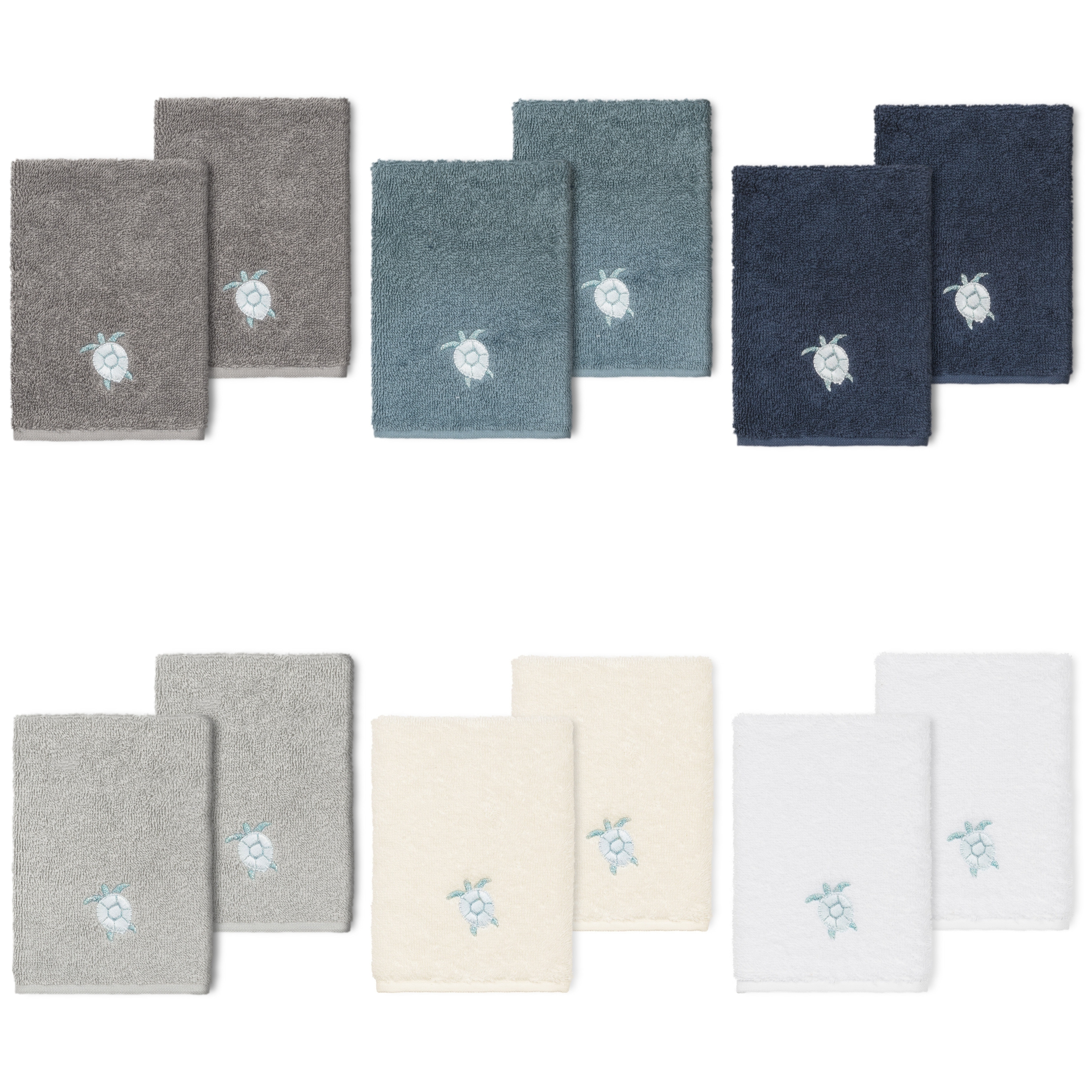 Authentic Hotel and Spa 100% Turkish Cotton Ava 2PC Embellished Washcloth Set