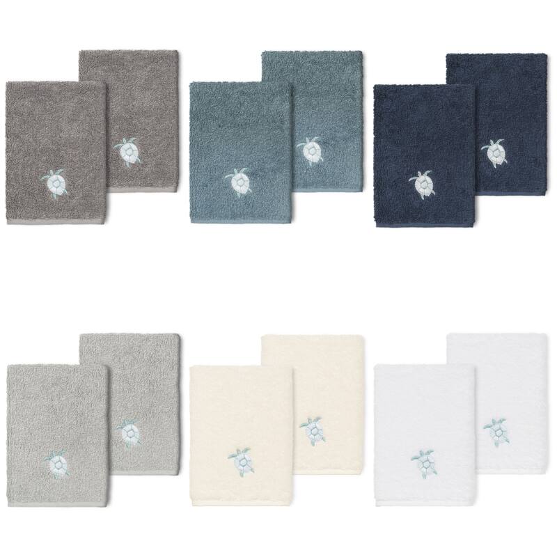 Authentic Hotel and Spa 100% Turkish Cotton Ava 2PC Embellished Washcloth Set