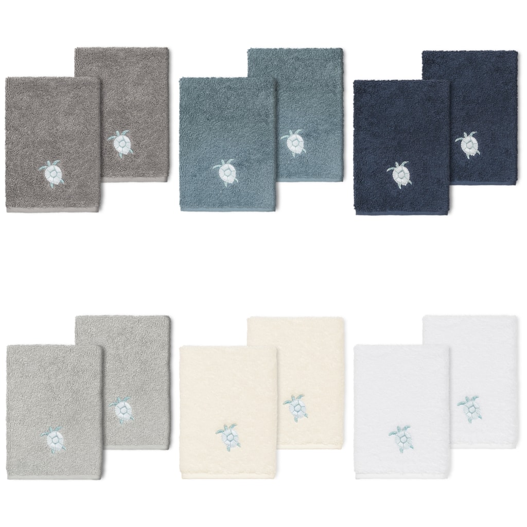 Authentic Hotel and Spa 100% Turkish Cotton Ava 2PC Embellished Washcloth Set