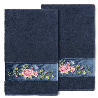 Authentic Hotel and Spa 100% Turkish Cotton Rebecca 2PC Embellished Bath Towel Set