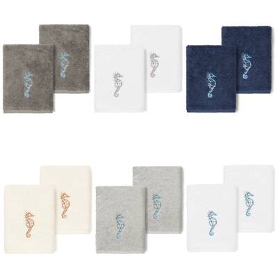 Authentic Hotel and Spa 100% Turkish Cotton Sofia 2PC Embellished Washcloth Set
