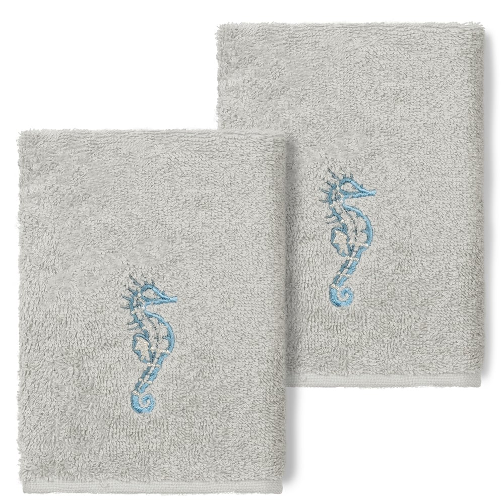 Authentic Hotel and Spa 100% Turkish Cotton Sofia 2PC Embellished Washcloth Set