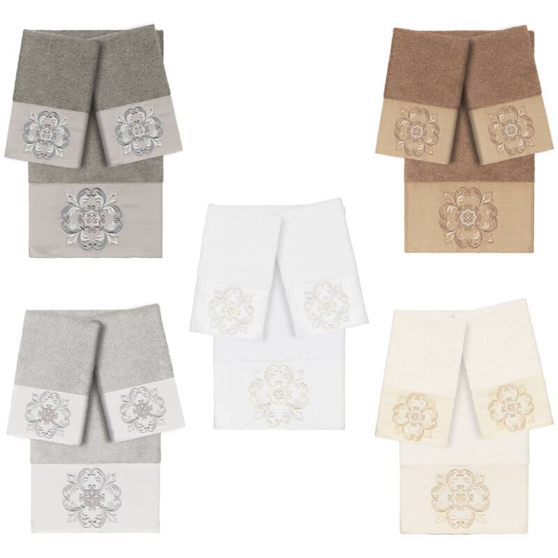 Authentic Hotel and Spa 100% Turkish Cotton Alyssa 3PC Embellished Towel Set