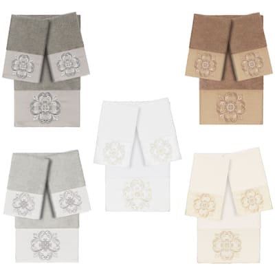 Authentic Hotel and Spa 100% Turkish Cotton Alyssa 3PC Embellished Towel Set