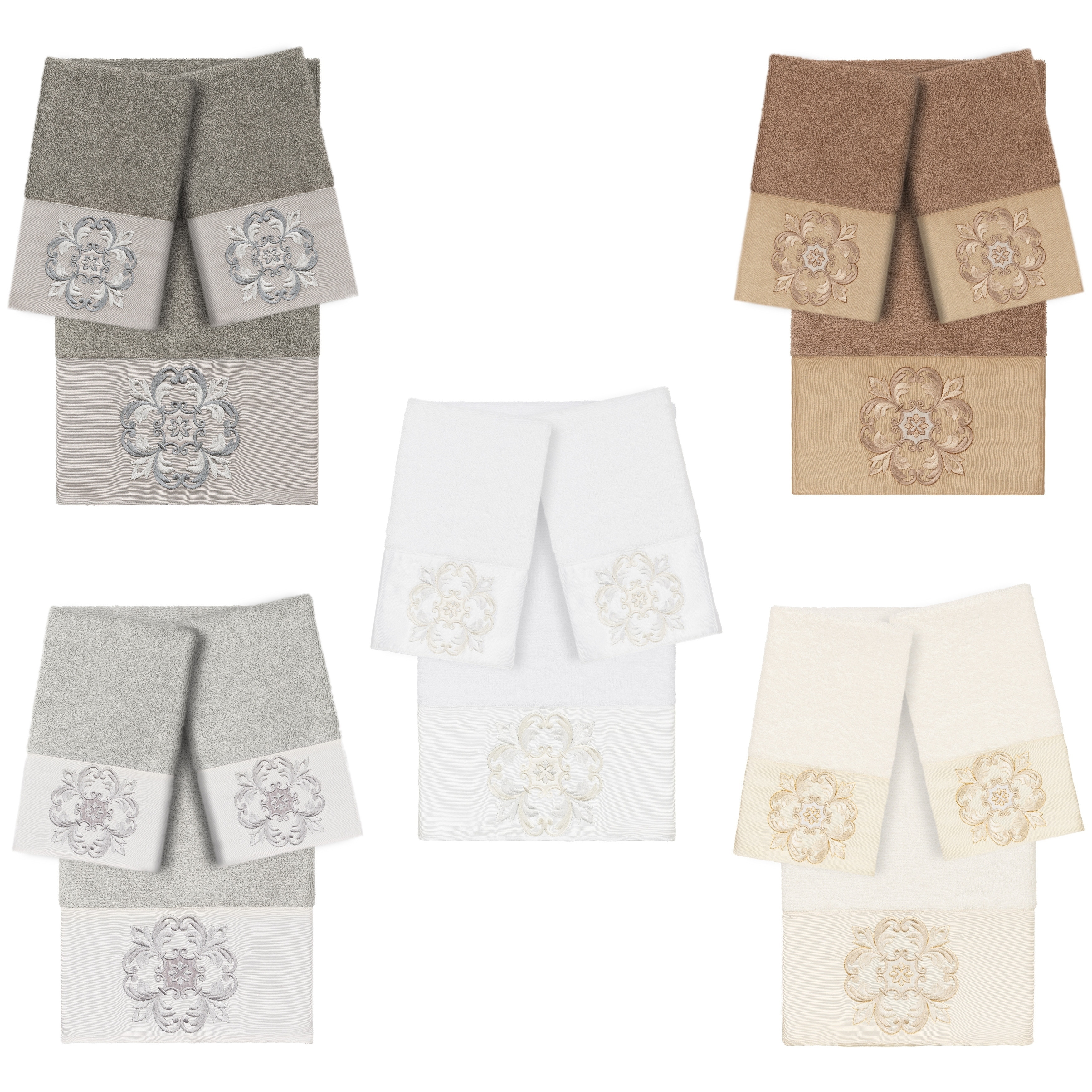 Authentic Hotel and Spa 100% Turkish Cotton Alyssa 3PC Embellished Towel Set