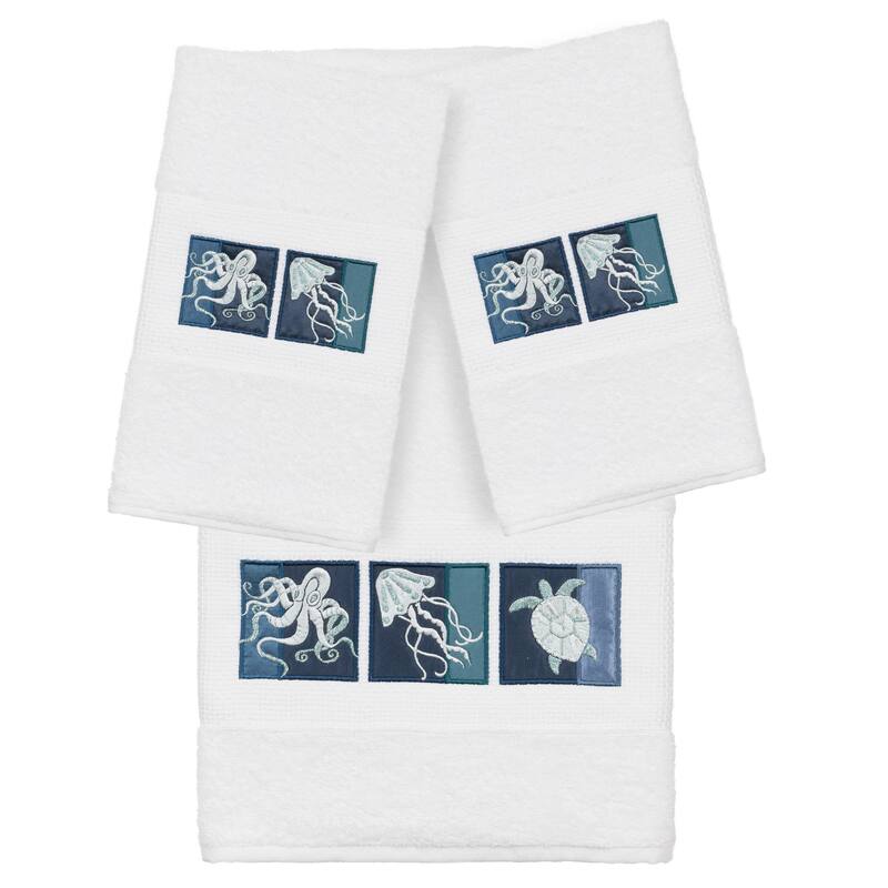Authentic Hotel and Spa 100% Turkish Cotton Ava 3PC Embellished Towel Set - White