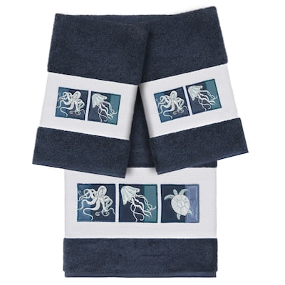 Authentic Hotel and Spa 100% Turkish Cotton Ava 3PC Embellished Towel Set