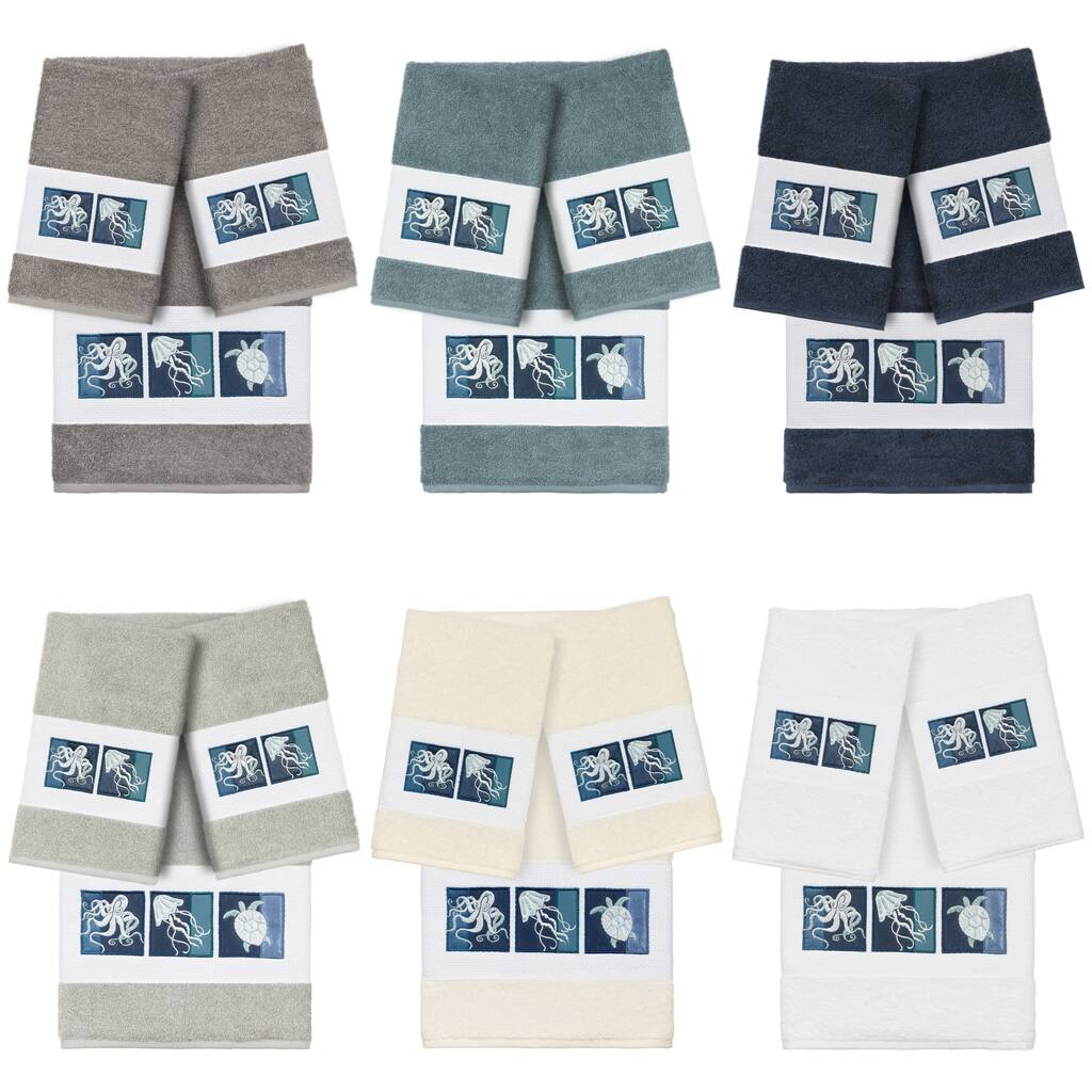 Authentic Hotel and Spa 100% Turkish Cotton Ava 3PC Embellished Towel Set