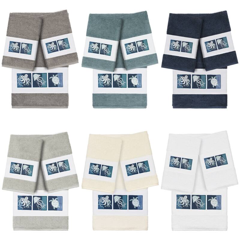 Authentic Hotel and Spa 100% Turkish Cotton Ava 3PC Embellished Towel Set