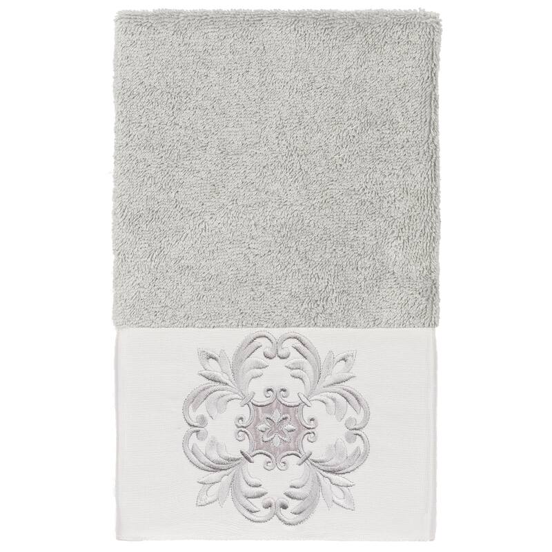Authentic Hotel and Spa 100% Turkish Cotton Alyssa Embellished Hand Towel - Light Gray