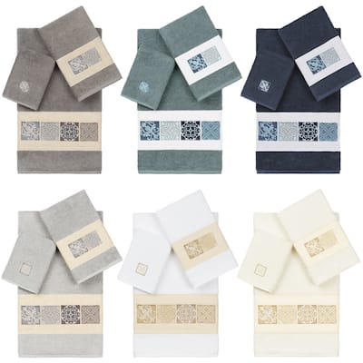 Authentic Hotel and Spa 100% Turkish Cotton Vivian 3PC Embellished Towel Set