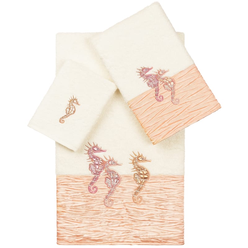Authentic Hotel and Spa 100% Turkish Cotton Sofia 3PC Embellished Towel Set - Cream