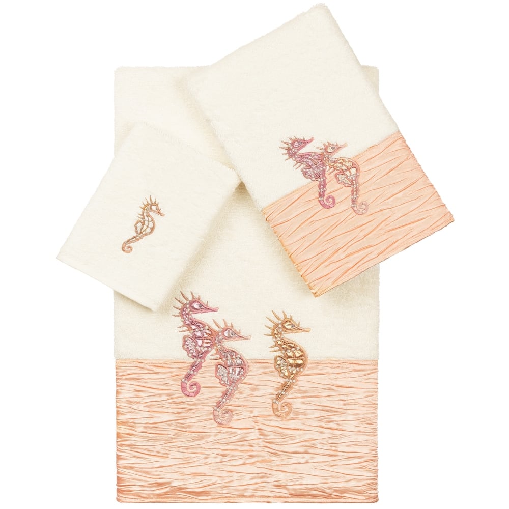 Authentic Hotel and Spa 100% Turkish Cotton Sofia 3PC Embellished Towel Set