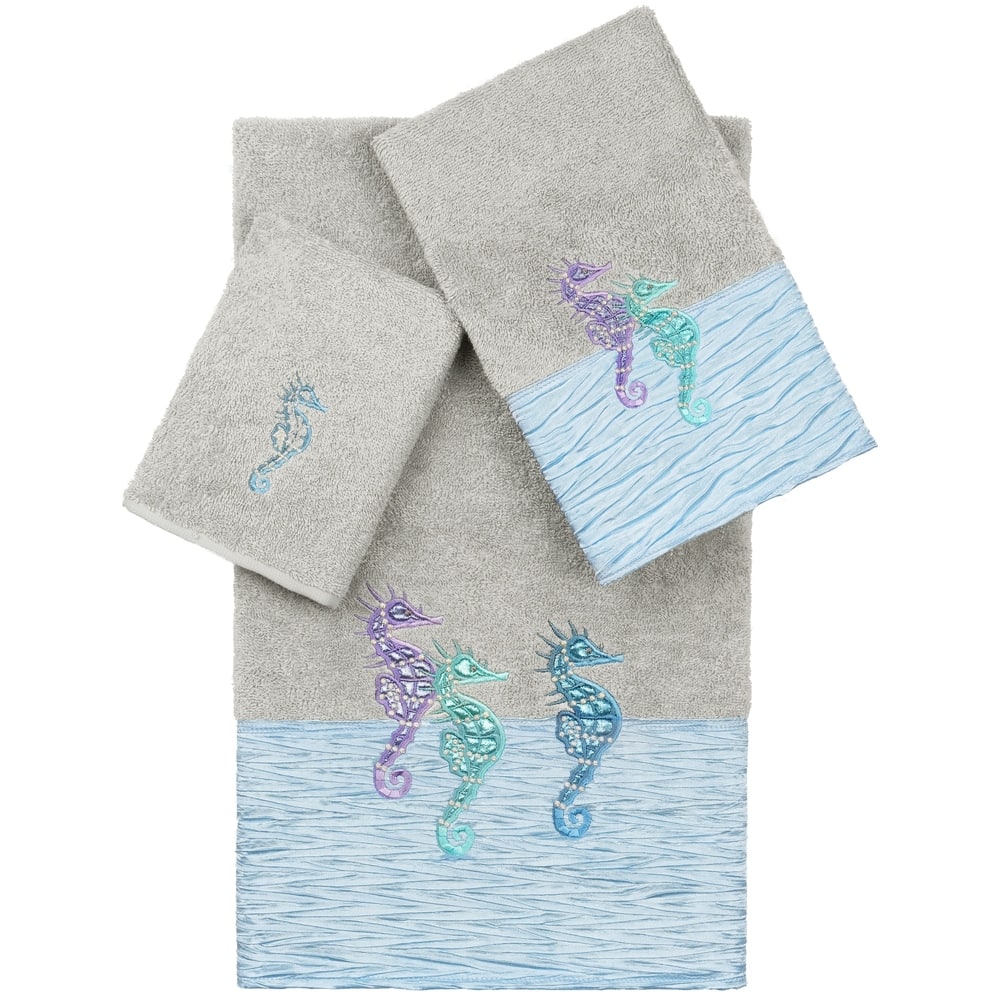 Authentic Hotel and Spa 100% Turkish Cotton Sofia 3PC Embellished Towel Set