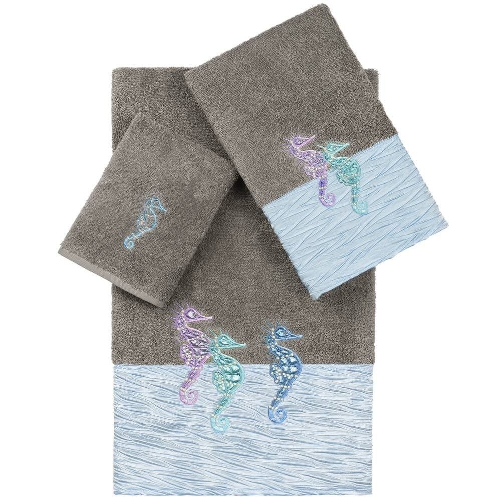 Authentic Hotel and Spa 100% Turkish Cotton Sofia 3PC Embellished Towel Set