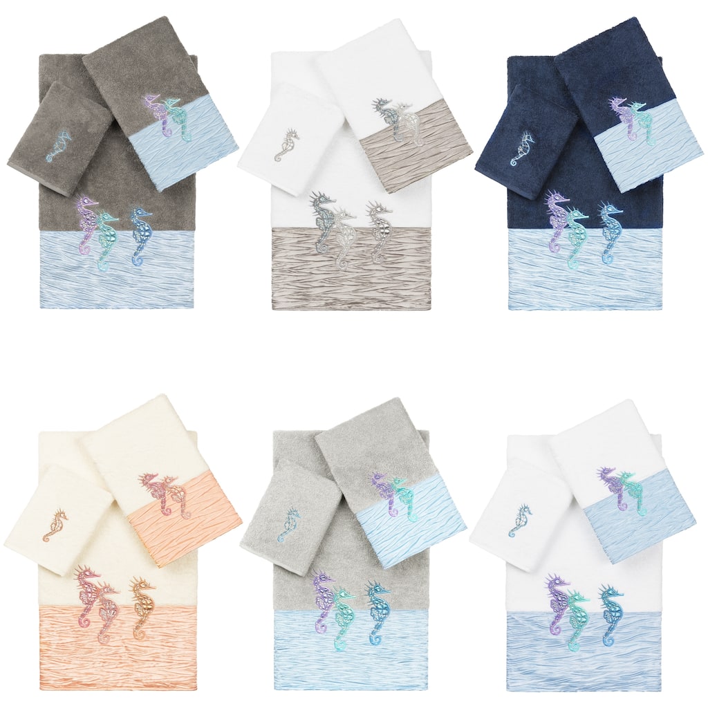 Authentic Hotel and Spa 100% Turkish Cotton Sofia 3PC Embellished Towel Set