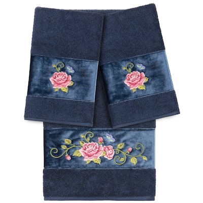 Authentic Hotel and Spa 100% Turkish Cotton Rebecca 3PC Embellished Towel Set