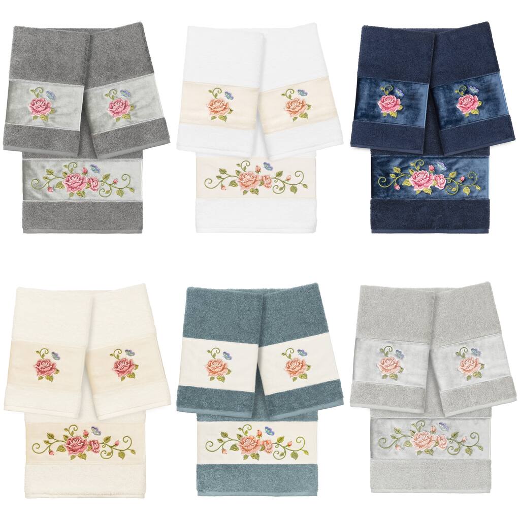 Authentic Hotel and Spa 100% Turkish Cotton Rebecca 3PC Embellished Towel Set