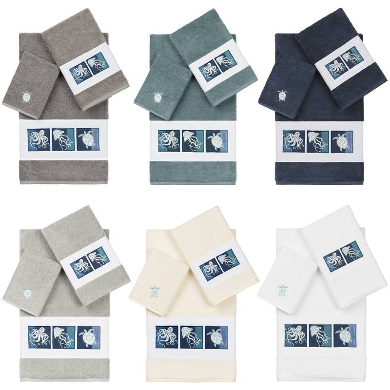 Authentic Hotel and Spa 100% Turkish Cotton Ava 3PC Embellished Towel Set