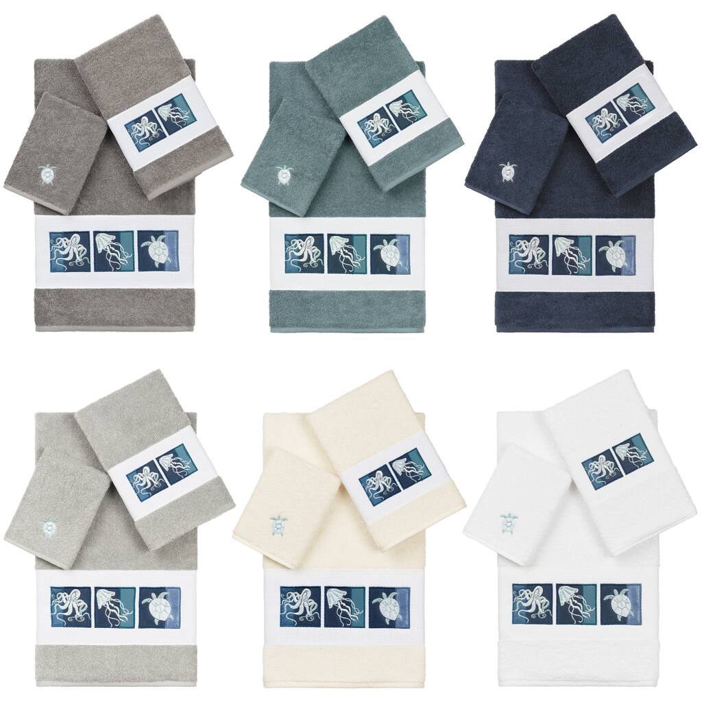 Authentic Hotel and Spa 100% Turkish Cotton Ava 3PC Embellished Towel Set