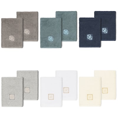 Authentic Hotel and Spa 100% Turkish Cotton Vivian 2PC Embellished Washcloth Set