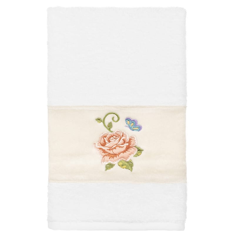 Authentic Hotel and Spa Turkish Cotton Rebecca Embellished Hand Towel - White