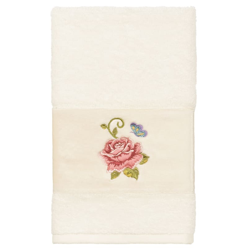 Authentic Hotel and Spa Turkish Cotton Rebecca Embellished Hand Towel - Cream