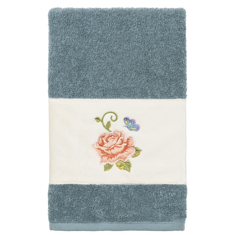 Authentic Hotel and Spa Turkish Cotton Rebecca Embellished Hand Towel - Teal