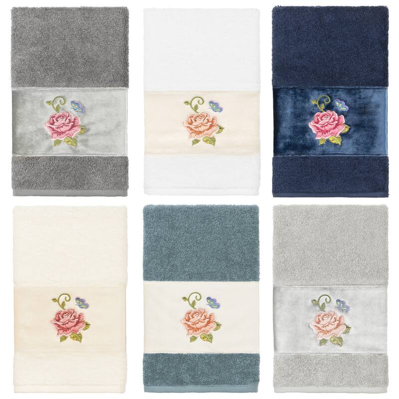 Authentic Hotel and Spa Turkish Cotton Rebecca Embellished Hand Towel - Midnight Blue