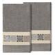 Authentic Hotel and Spa 100% Turkish Cotton Vivian 2PC Embellished Bath Towel Set - Dark Gray