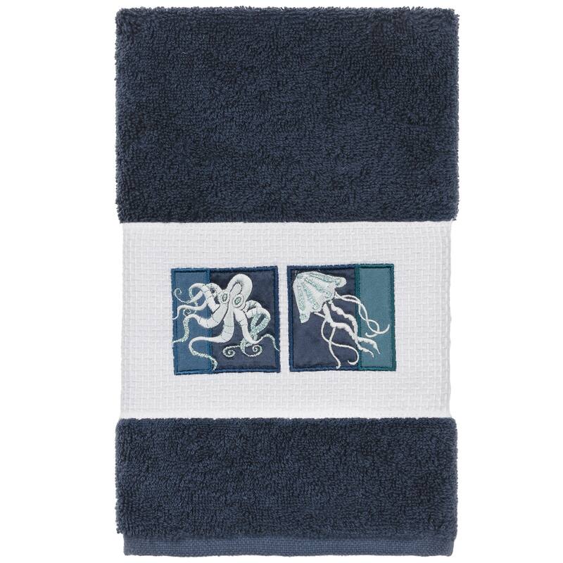 Authentic Hotel and Spa Textiles 100% Turkish Cotton Ava Embellished Hand Towel - Midnight Blue