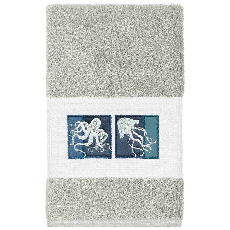 Authentic Hotel and Spa Textiles 100% Turkish Cotton Ava Embellished Hand Towel - Light Gray