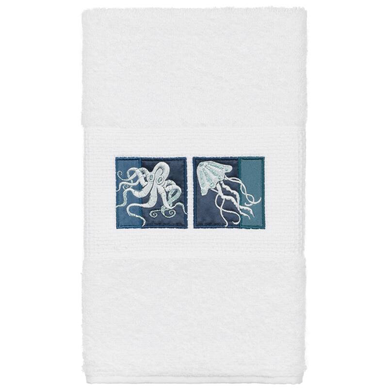 Authentic Hotel and Spa Textiles 100% Turkish Cotton Ava Embellished Hand Towel - White