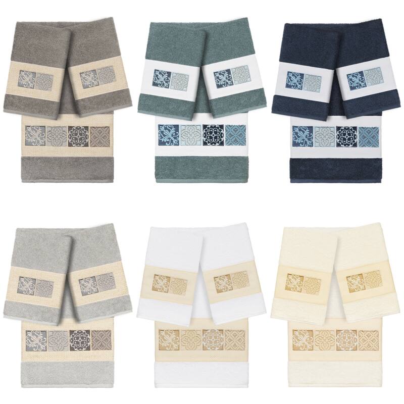 Authentic Hotel and Spa 100% Turkish Cotton Vivian 3PC Embellished Towel Set