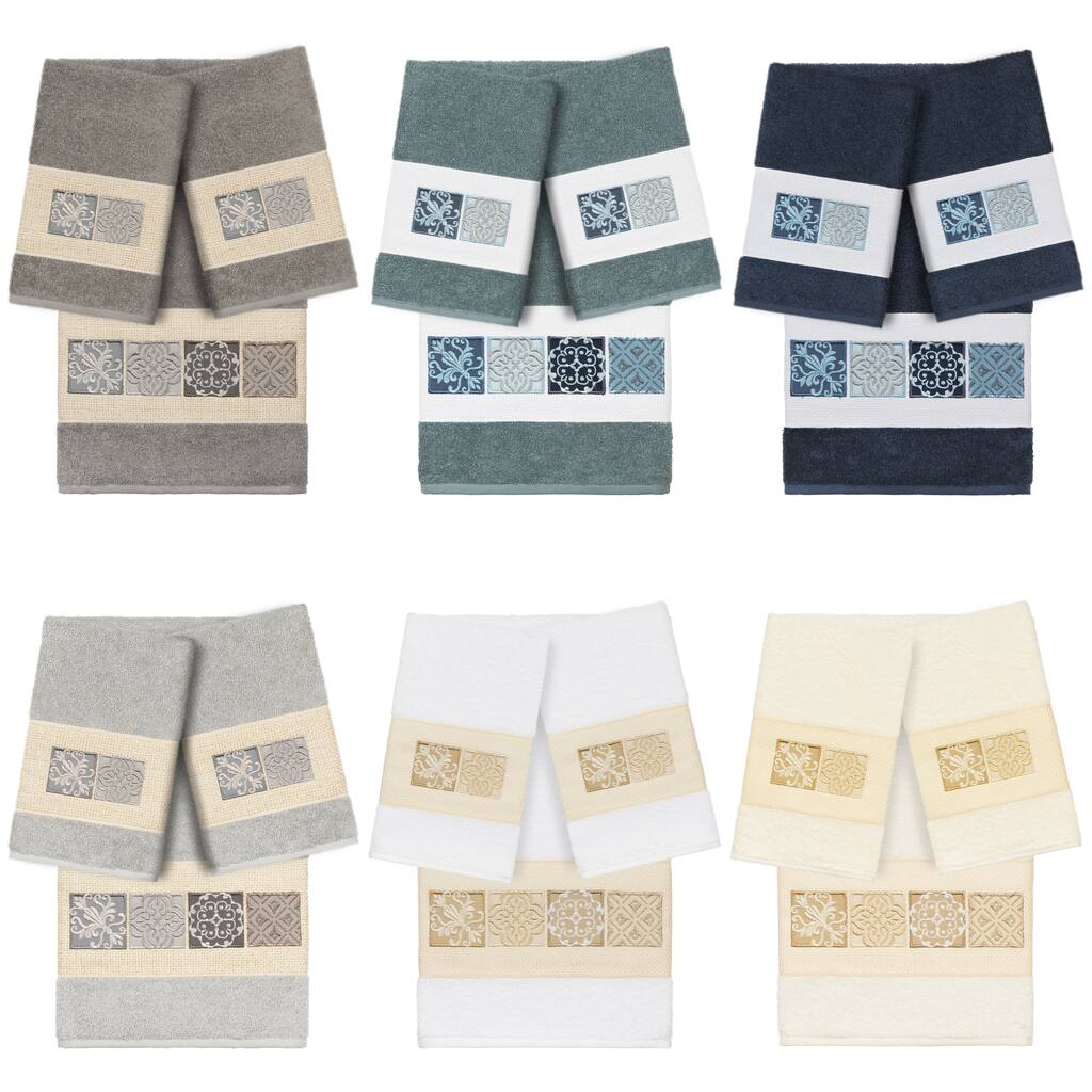 Authentic Hotel and Spa 100% Turkish Cotton Vivian 3PC Embellished Towel Set