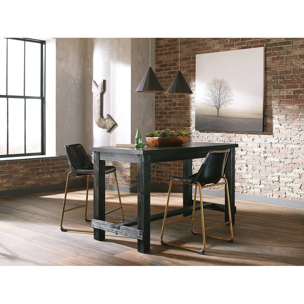 Cali Rustic Rectangular Counter-Height Table - Black