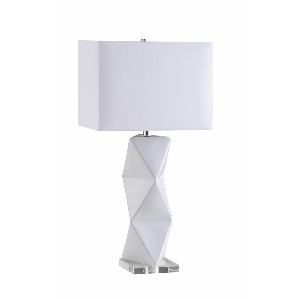 white geometric table lamp