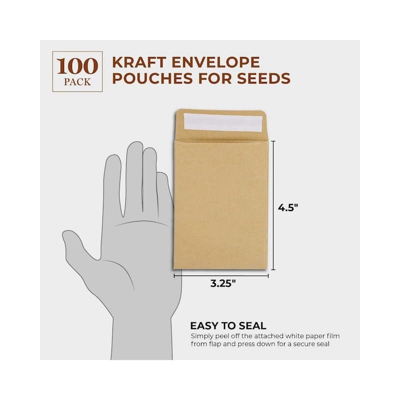Paper Junkie 100 Pack Small Seed Saving Envelopes, Bulk Blank Paper Coin Packets 4.5x3.25