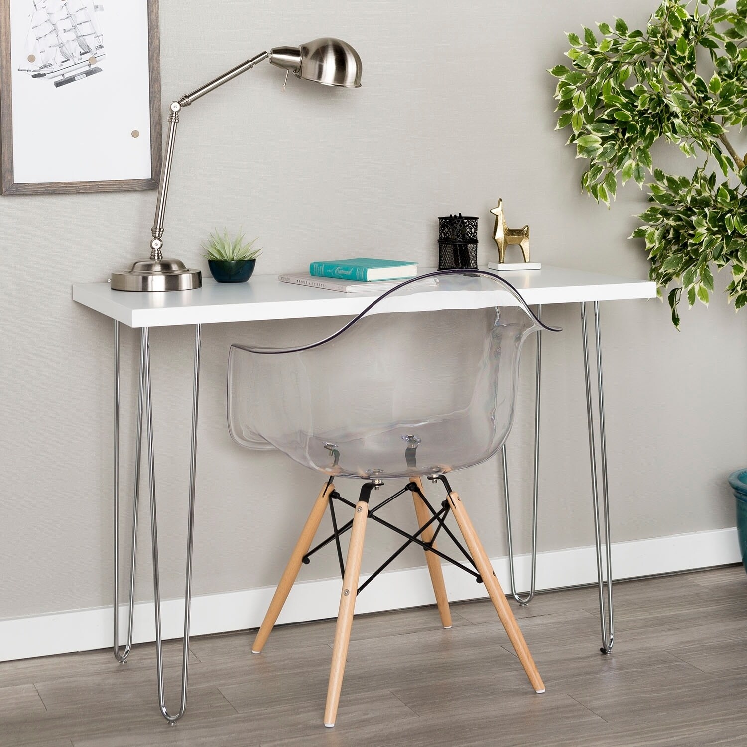 Shop Office Accents 42 Hairpin Leg Wood Writing Desk White