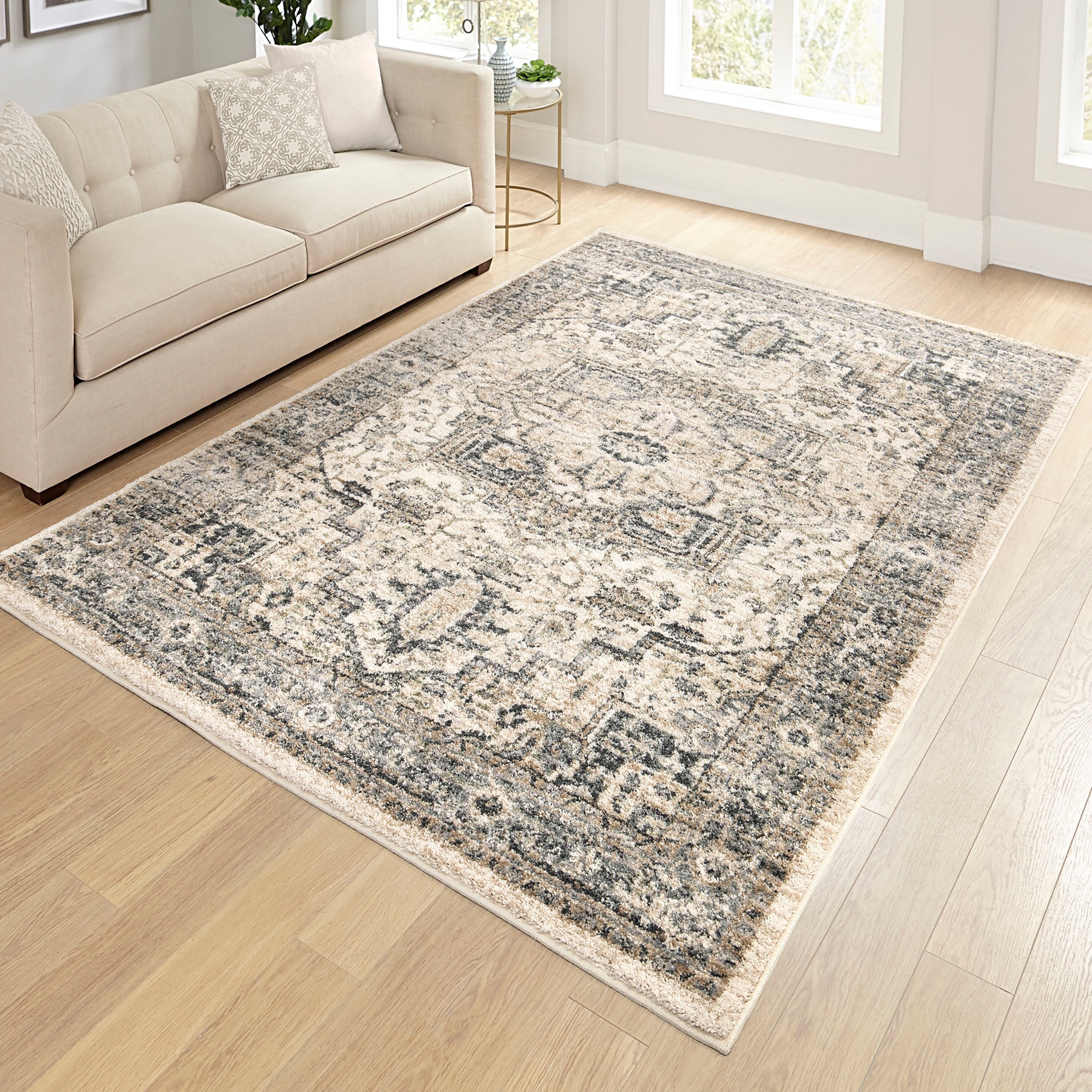Orian Reflections Heriz Medallion Light Gray Area Rug 5 3 Orian Reflections Heriz Medallion