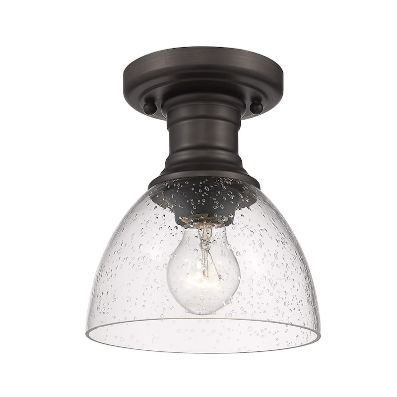Hines Semi-Flush - Rubbed Bronze with Seeded Glass