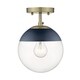 preview thumbnail 7 of 29, Dixon Mid-century Modern 1-light Semi-flush Mount Orb Light