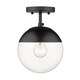 preview thumbnail 10 of 29, Dixon Mid-century Modern 1-light Semi-flush Mount Orb Light Matte Black with Black cap