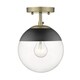 preview thumbnail 4 of 29, Dixon Mid-century Modern 1-light Semi-flush Mount Orb Light Aged Brass with Black cap