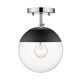preview thumbnail 18 of 29, Dixon Mid-century Modern 1-light Semi-flush Mount Orb Light