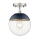 preview thumbnail 29 of 29, Dixon Mid-century Modern 1-light Semi-flush Mount Orb Light
