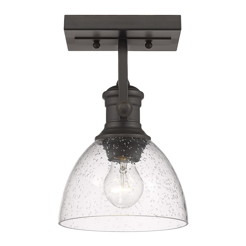 Hines 1 Light Semi-Flush - Rubbed Bronze with Seeded Glass