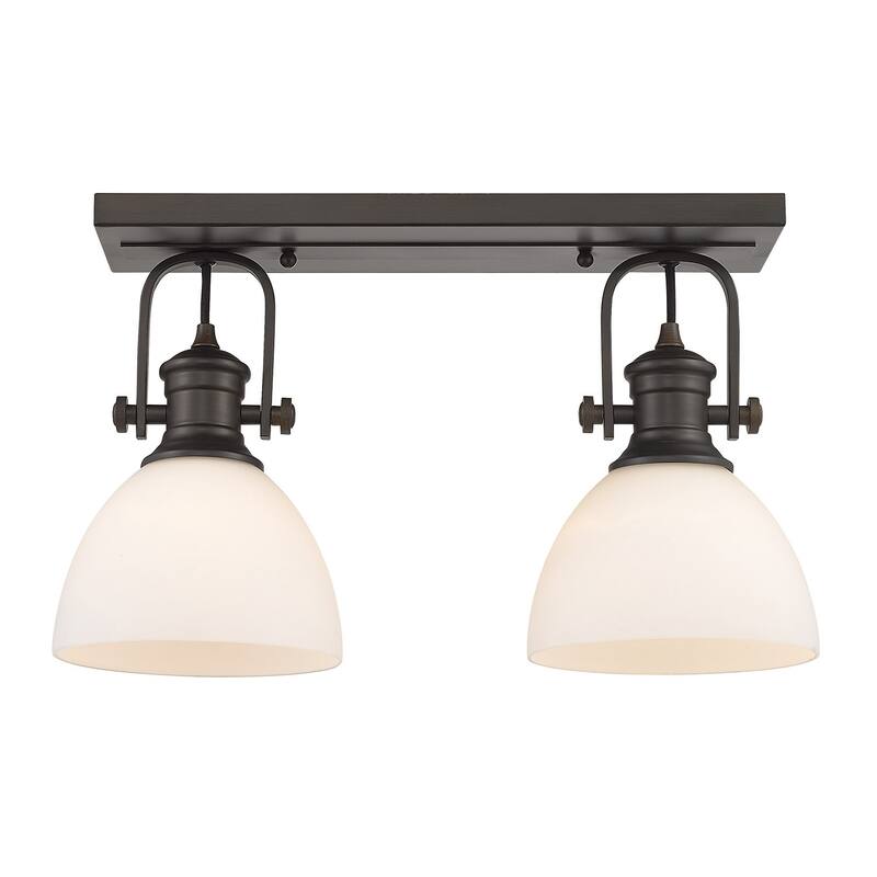 Hines 2 Light Semi-Flush - Rubbed Bronze with Opal Glass